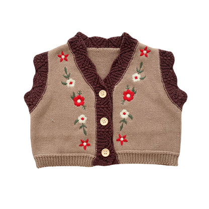 YOYI YOYI Gilet maglione con ricamo in pizzo